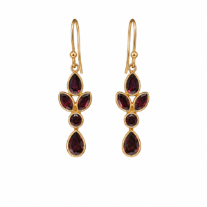 Midnight Petal Garnet Earrings